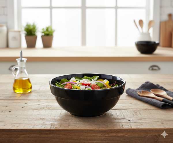 Elegant Black Ceramic Bowl – Minimalist Style, Timeless Function