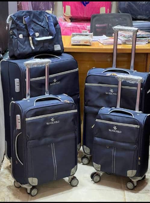5-Piece WALNIDA POLO Premium Softside Fabric Luggage Set – Navy Blue