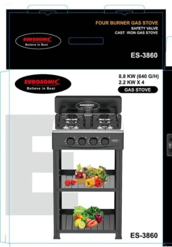 EUROSONIC ES-3860 Four Burner Gas Stove – Power, Performance & Perfection